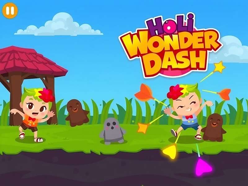 Holi Wonder Dash - Main Gameplay Screenshot Holi Wonder Dash main gameplay showing colorful characters and Holi elements